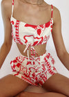 Summer Home Printed Crop Top - Tomato Red