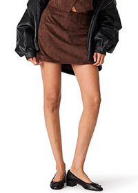 Cindi Faux Suede Mini Skirt - Dark Chocolate