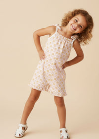 Organic Ruffle Jumpsuit - Pop Floral