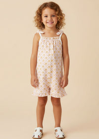 Organic Ruffle Jumpsuit - Pop Floral