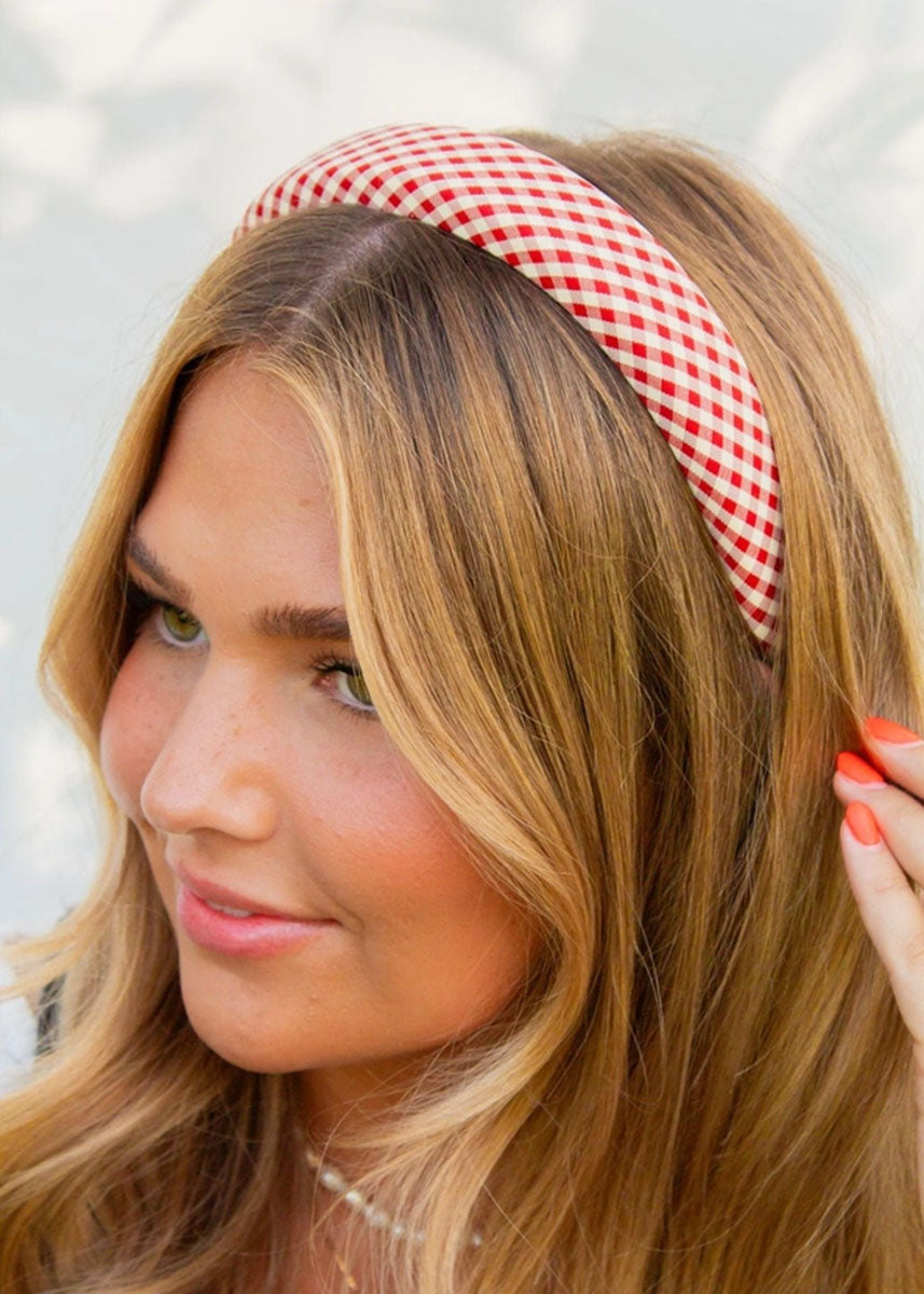 Red Checked Headband