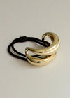 Wide Sculptured Metal Cuff Hair Tie - Gold