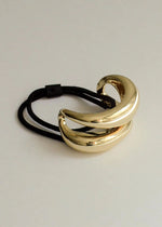 Wide Sculptured Metal Cuff Hair Tie - Gold