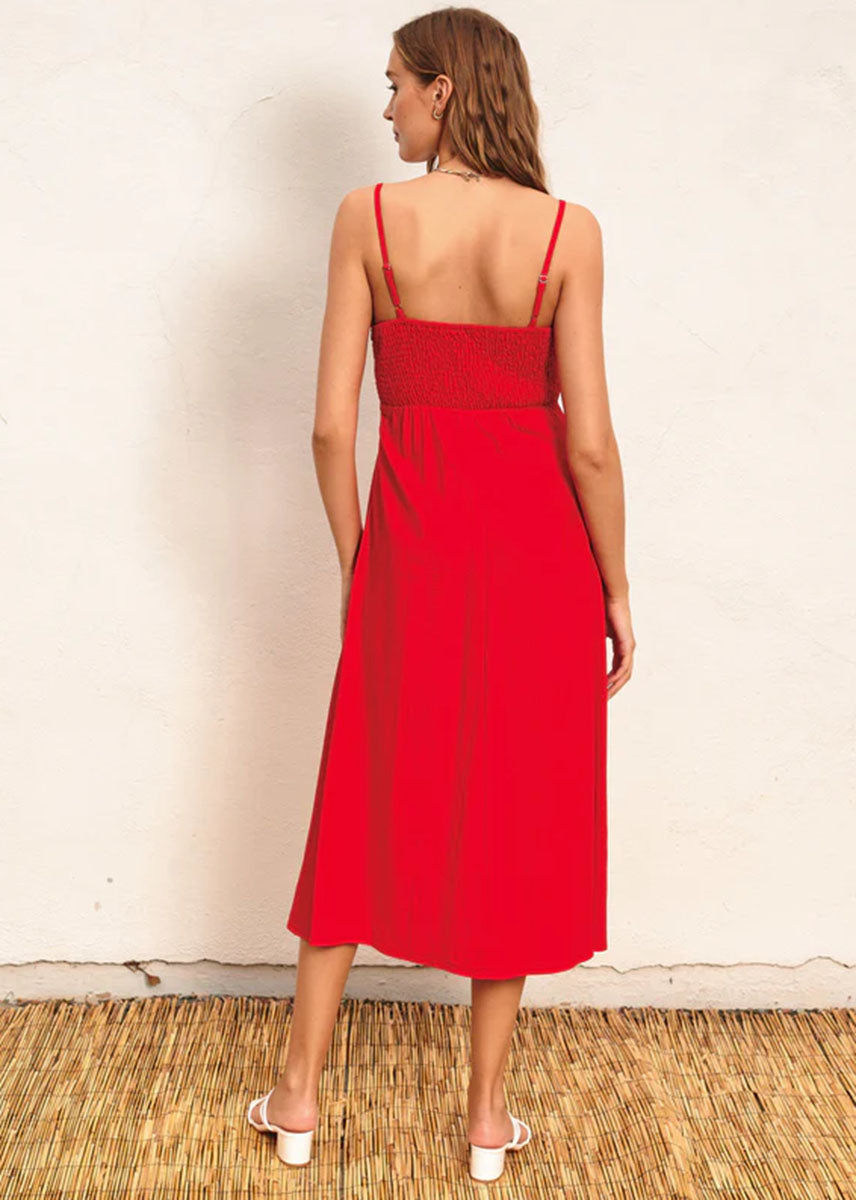 Heaven Sent Button-Front Maxi Dress - Red Rouge