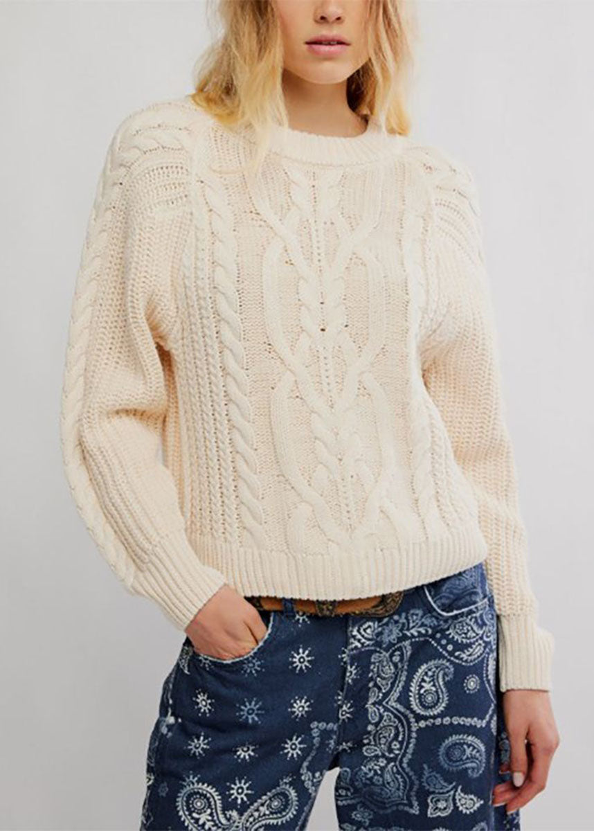 Frankie Cable Sweater - Buttercream