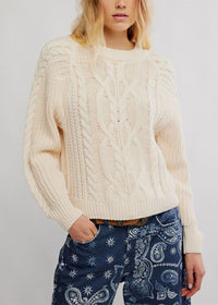Frankie Cable Sweater - Buttercream