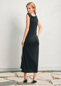 Cypress Glow Metallic Trim Maxi Dress - Black