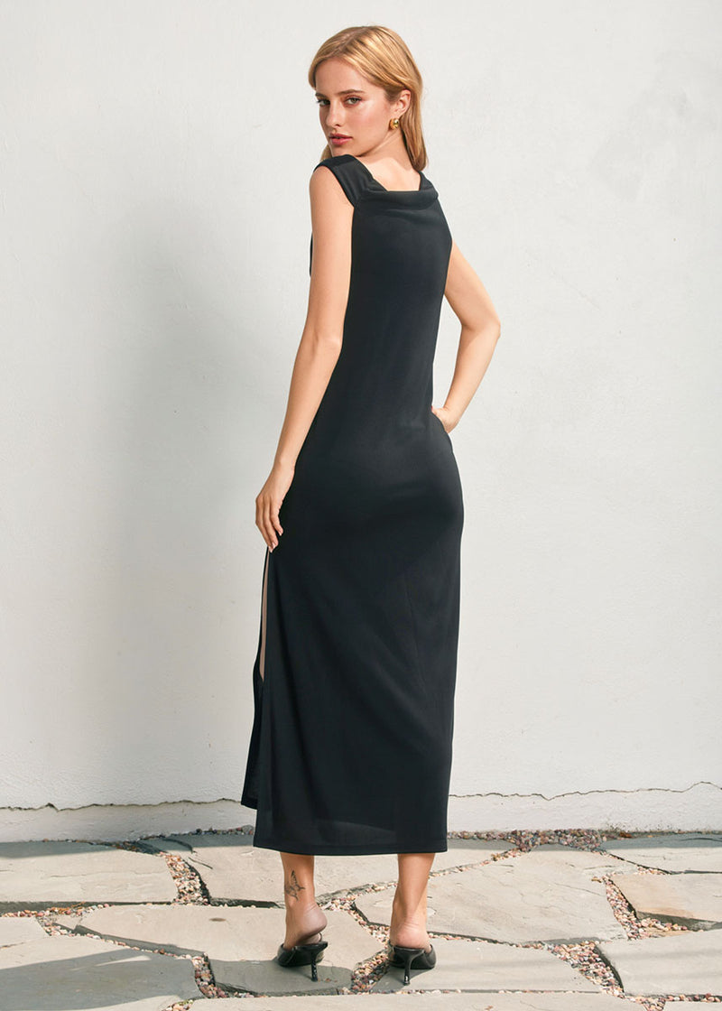 Cypress Glow Metallic Trim Maxi Dress - Black