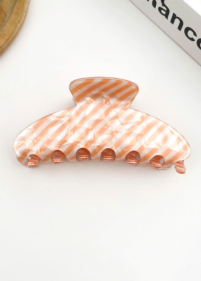 Classic Striped Hair Claw Clip - Pink