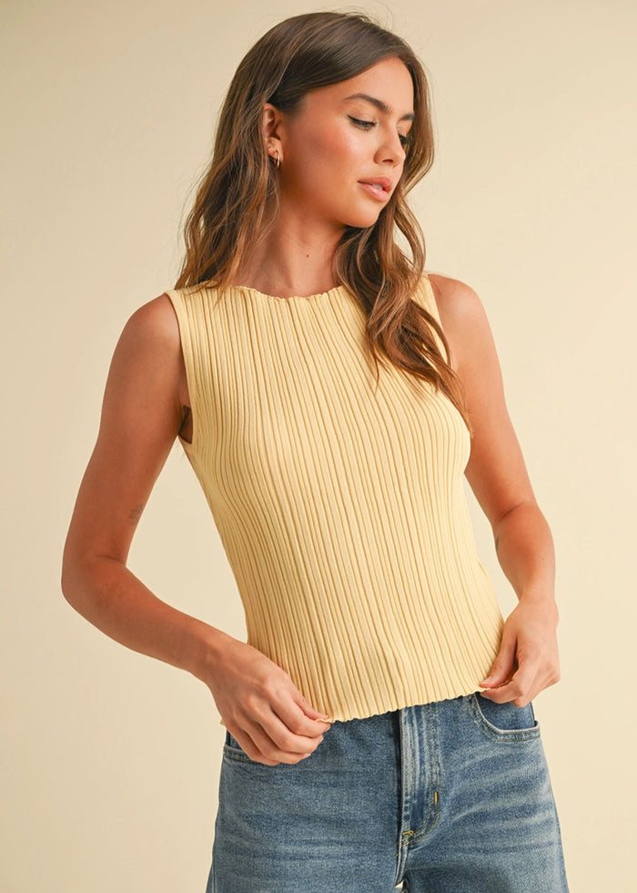 Sabine Ribbed Tank - Custard