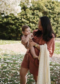 Muslin Swaddle Organic Cotton Blanket - Bows