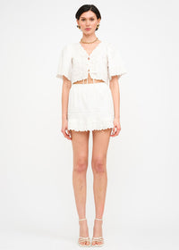 Jenna Lace Trim Mini Skirt - Off-White