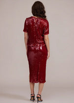 Cherry Sequined Top - Deep Red