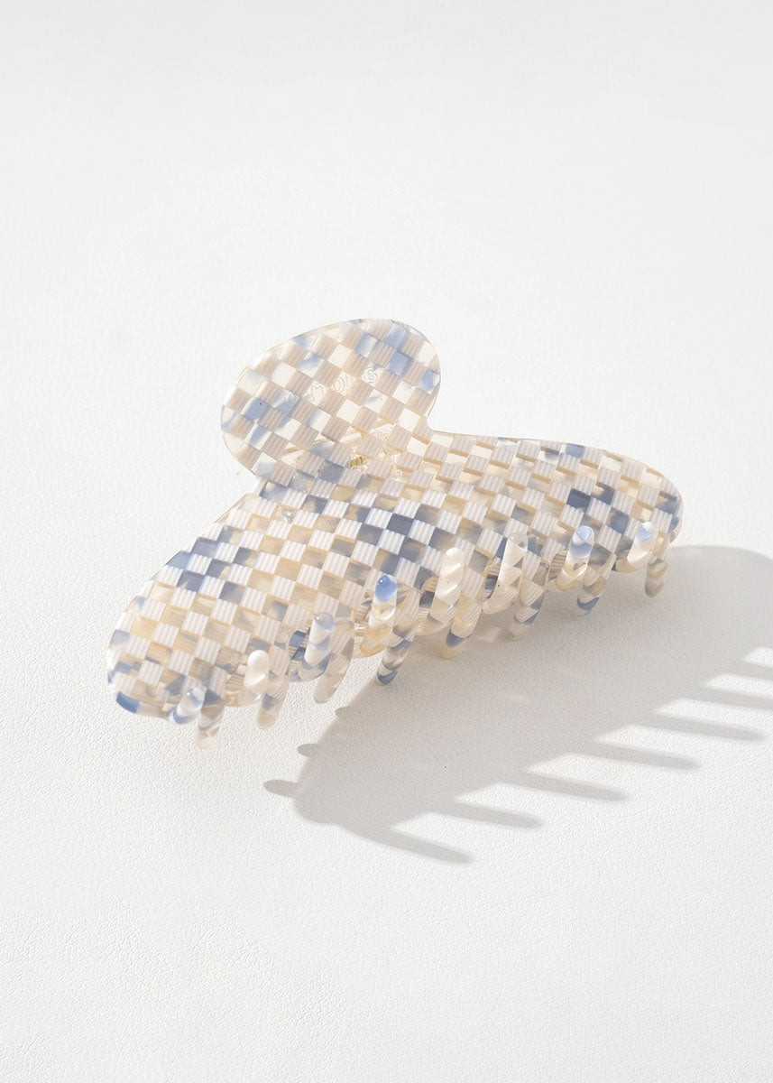Blue Sand Check Large Claw Clip