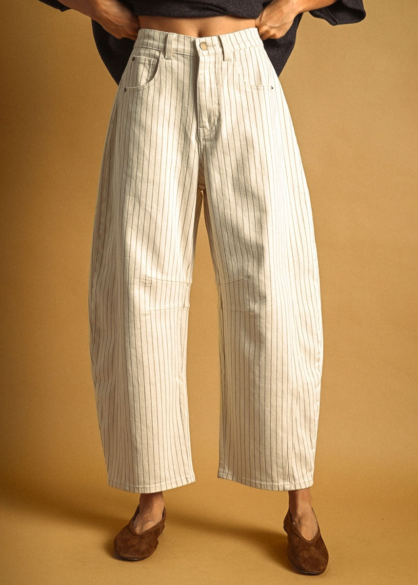 Paige Pinstripe Barrel - Cream
