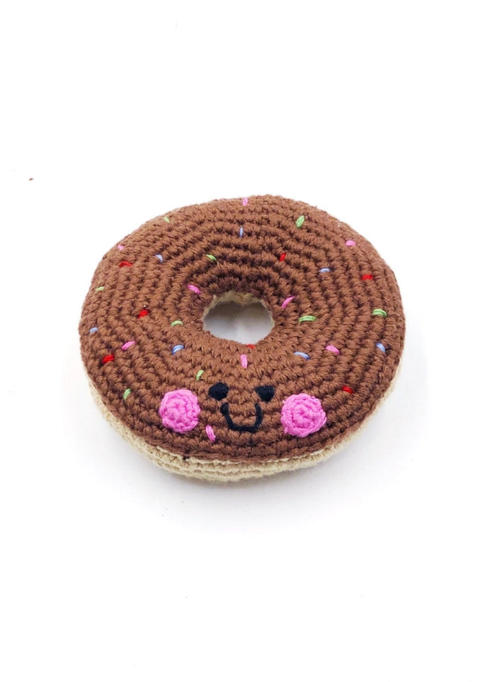 Friendly Plush Donut Rattle - Chocolate