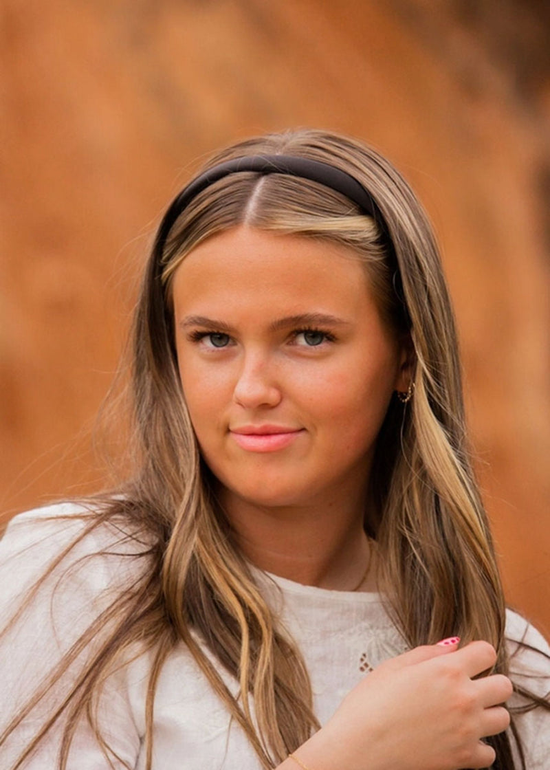 Thin Satin Headband - Black