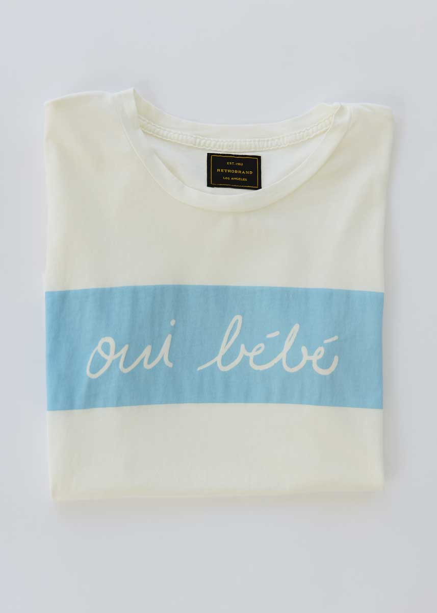 Oui Bebe Vintage Cursive T-Shirt - Blue