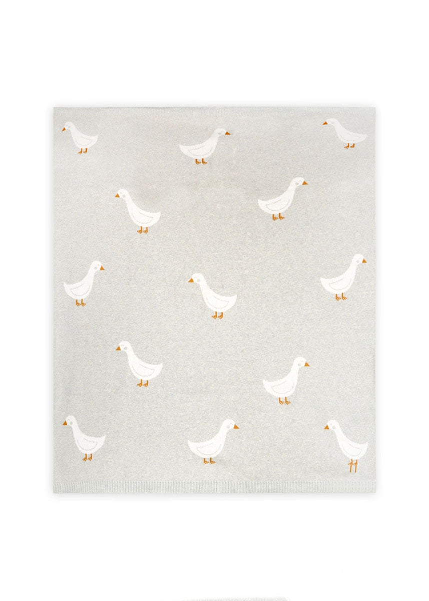 Organic Jacquard Sweater Knit Baby Blanket - Duck Waddle