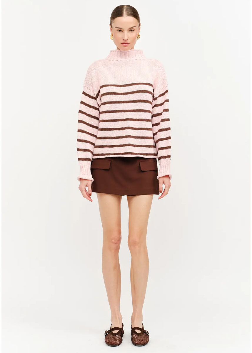 Skylar Striped Sweater - Dusty Rose