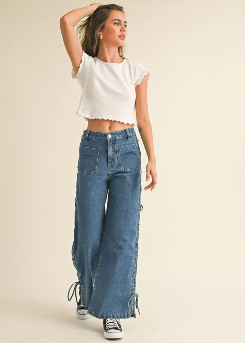 Mel Waffle Top - White