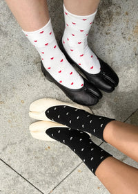 Sneaker Socks - Black & Cream Heart