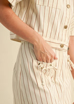 Maris Short Sleeve Striped Jacket - Toffee