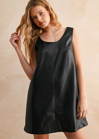 Greer Faux Leather Mini Jumper - Black