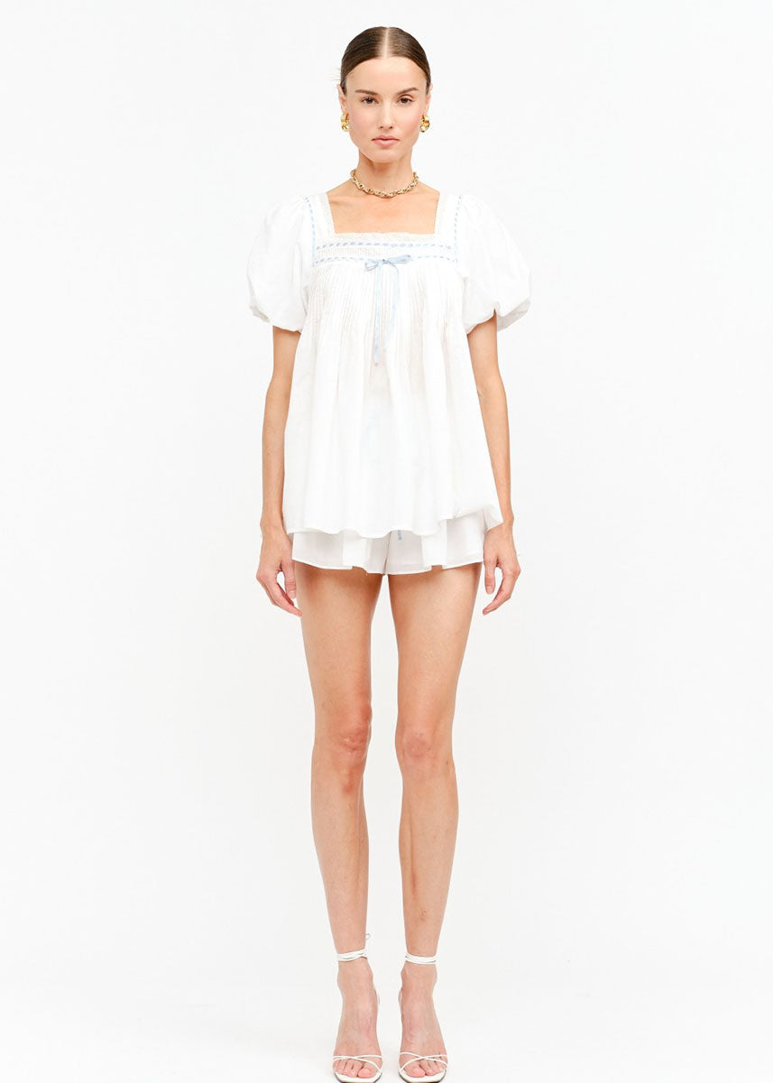 Genesis Wide Leg Ribbon Shorts - Off-White