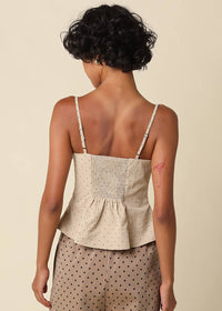 Jan Polka Dot Peplum Cami Top - Khaki