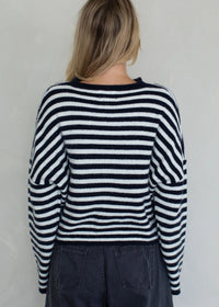 Piper Striped Cardigan - Ivory & Navy