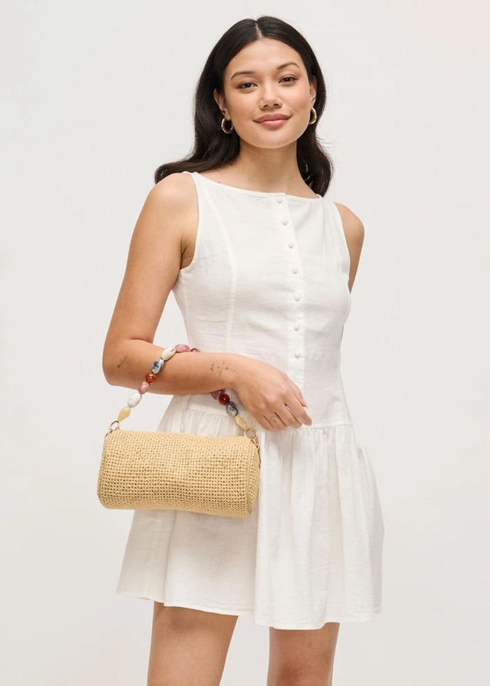 Rachel Beaded Straw Clutch - Natural