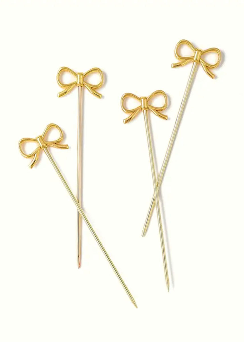 Gold Bow Cocktail Picks