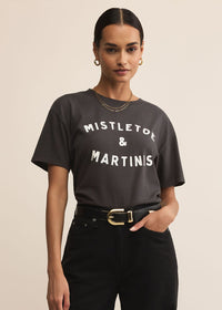 Mistletoe Boyfriend Tee - Black Sand