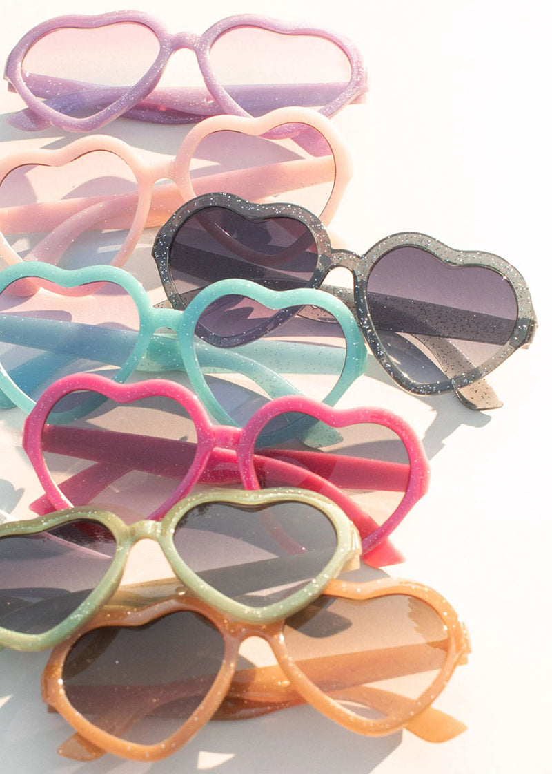 Kids Glitter Jelly Heart Sunglasses - Pink