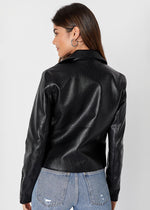 Wild Perfection Vegan Leather Moto Jacket - Black