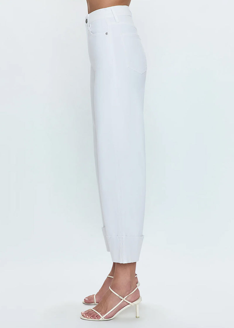Lana Cropped Cuff High-Rise Ultra Wide Leg Jean - Vivid White