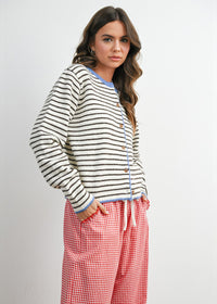 Sailor Stripe Cardigan - Ivory & Blue