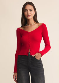 Jovy Sweater Top - Festive Red