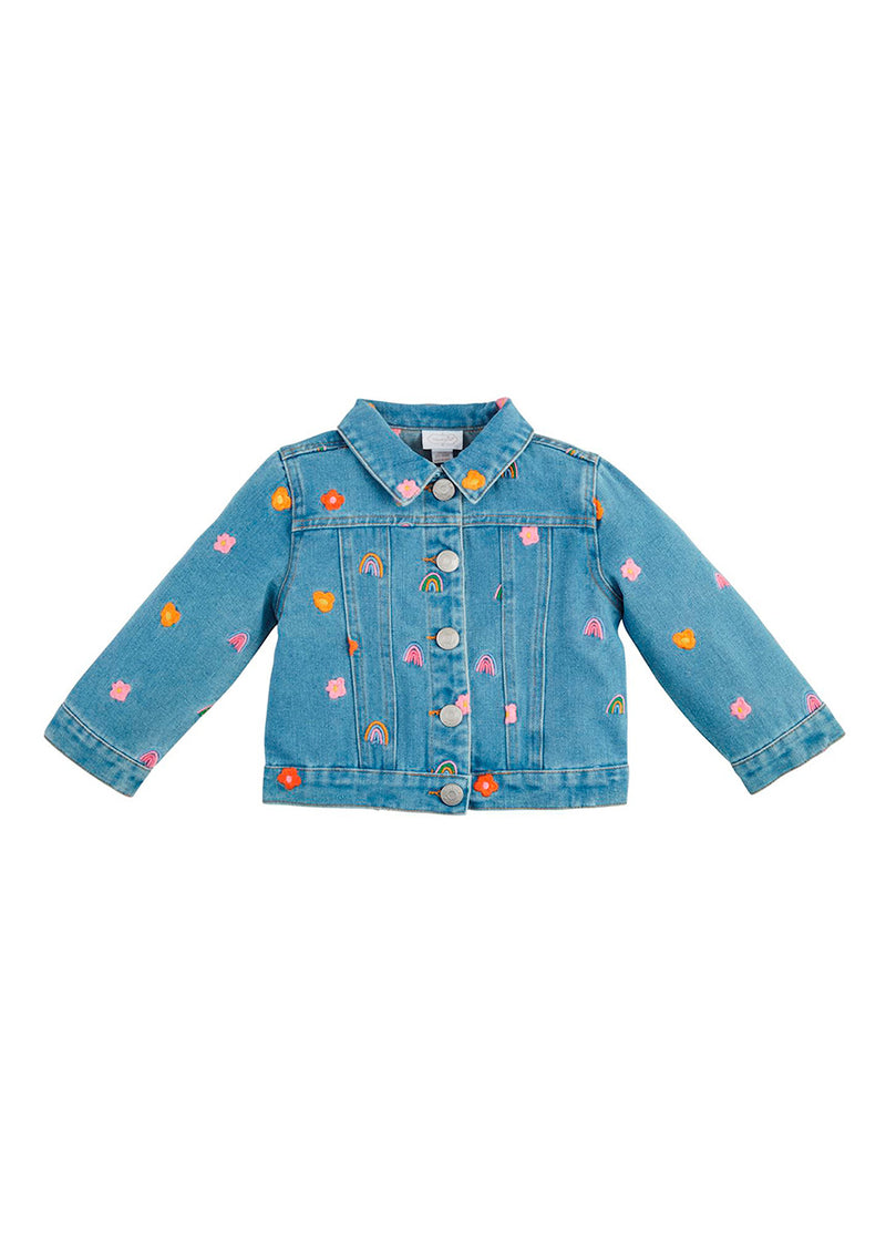 Rainbow & Flower Denim Jacket