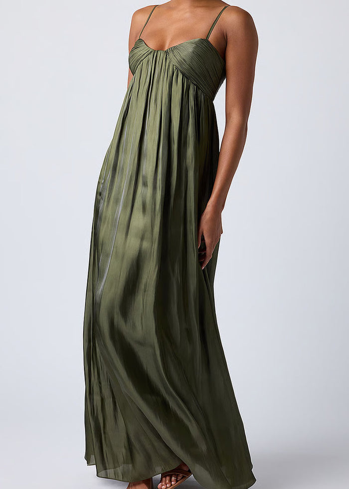 Matty Ruched Bodice Maxi Dress - Military