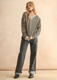 Freya Striped Knit Pullover - Brown & Navy