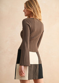 Gwendolyn Ribbed Long Sleeve Top - Chocolate