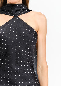 Magdalena Halter Dot Dress - Black
