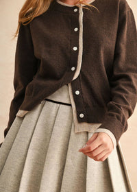Waverly Color Contrast Cardigan - Brown & Tan
