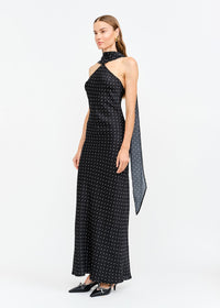 Magdalena Halter Dot Dress - Black