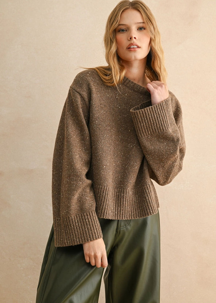 Maxine Speckled Sweater - Brown