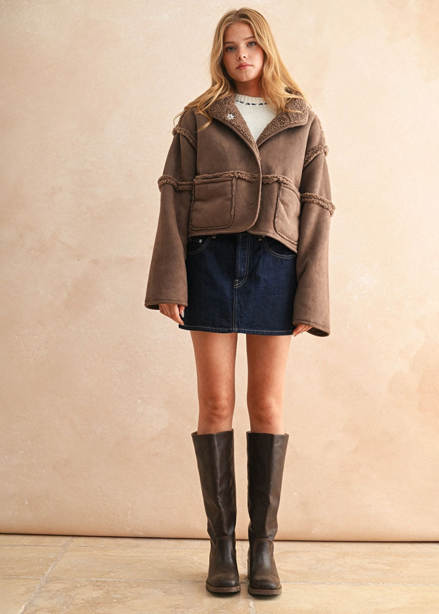 Cedar Reversible Suede & Sherpa Jacket - Espresso