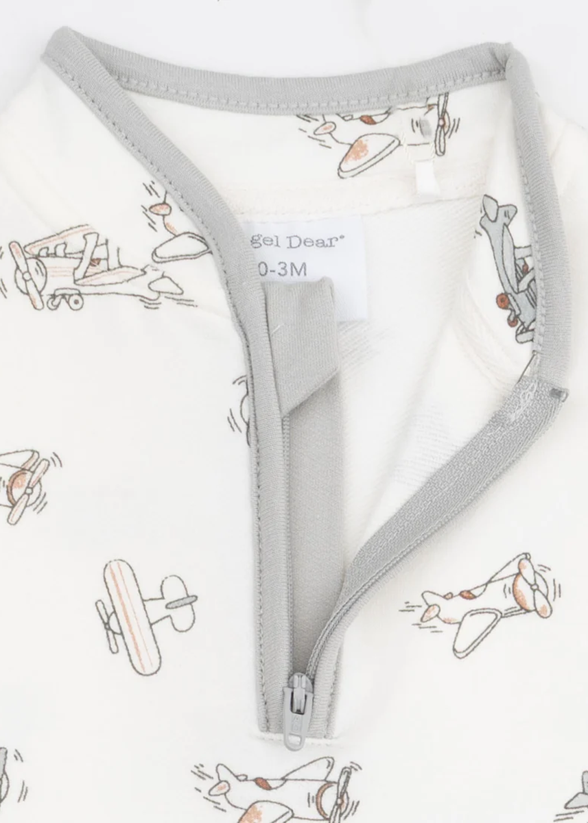 Zip Neck Romper - Vintage Airplane Pilots