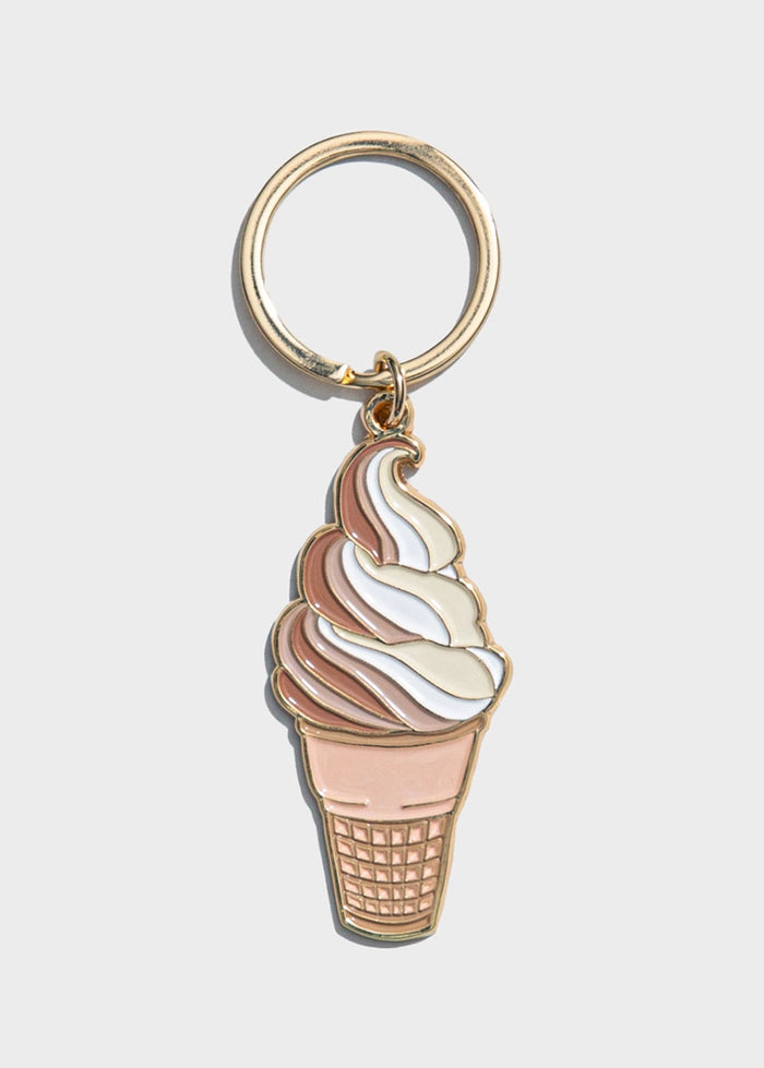 Soft Serve Ice Cream Cone Enamel Keychain
